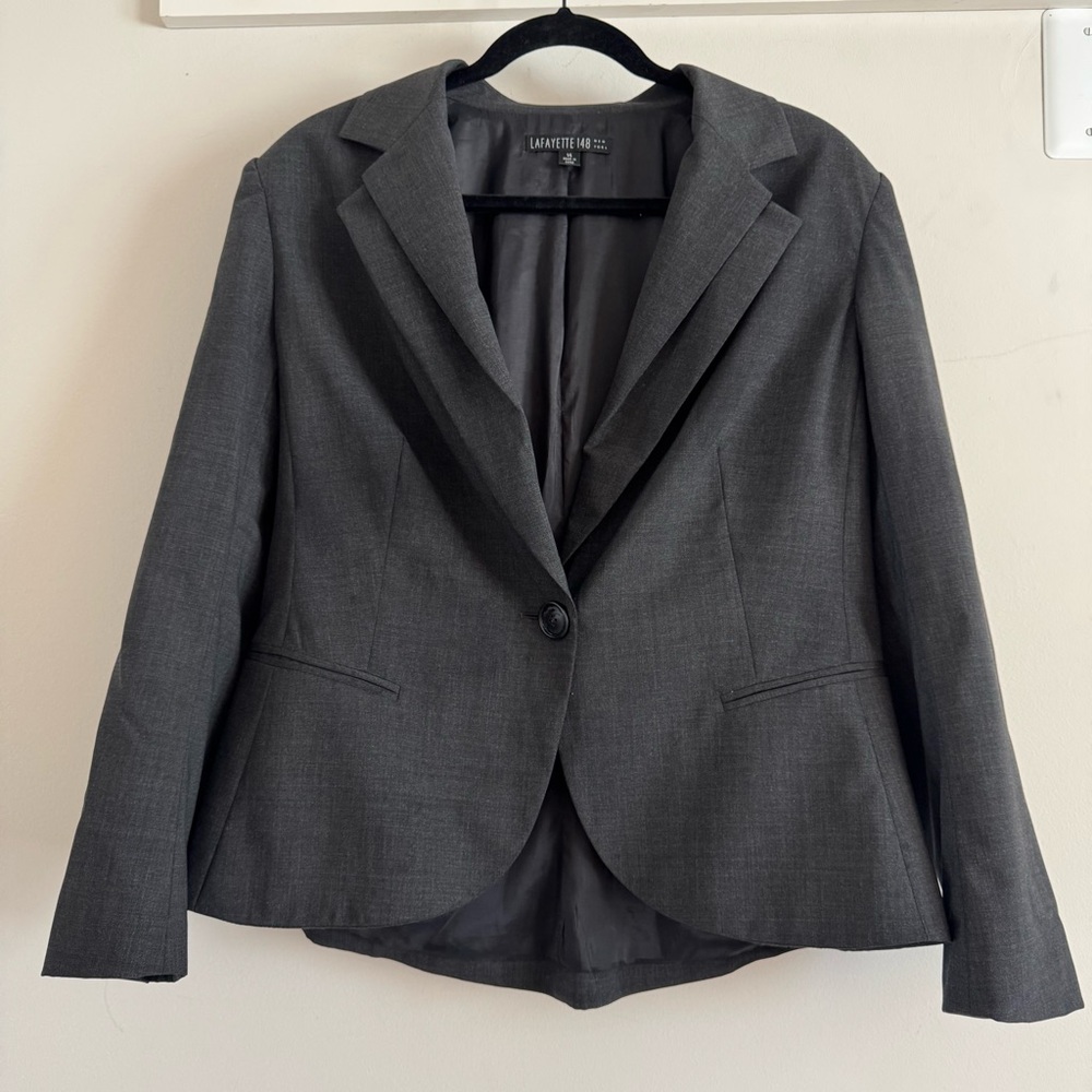 Lafayette 148 New York Tailored Charcoal Gray Blazer